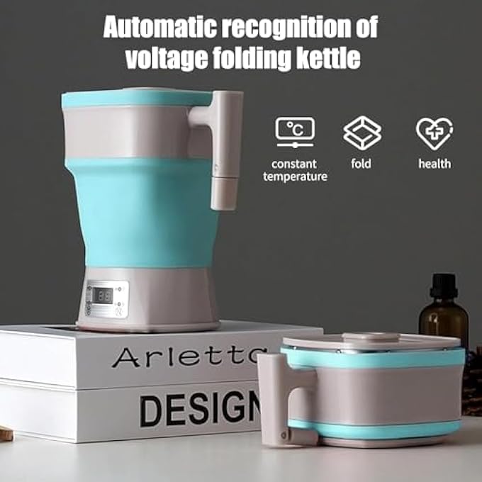 NALACAL غلاية سفر صغيرة محمولة قابلة للطي غلاية كهربائية من السيليكون غلاية مياه كهربائية 800 مل غلاية قهوة محمولة مع سلك طاقة قابل للفصل غلاية سفر محمولة للشاي والقهوة وحليب الأطفال - Image 5