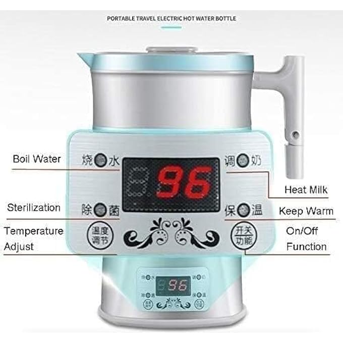 NALACAL غلاية سفر صغيرة محمولة قابلة للطي غلاية كهربائية من السيليكون غلاية مياه كهربائية 800 مل غلاية قهوة محمولة مع سلك طاقة قابل للفصل غلاية سفر محمولة للشاي والقهوة وحليب الأطفال - Image 3