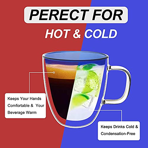 Baskety Double Wall Glass Coffee Mugs with Handle Set of 1, Espresso Cups, Glass Coffee Mug for Women Men Dad Mon Gifts (Pack of 1 Blue) - Image 4