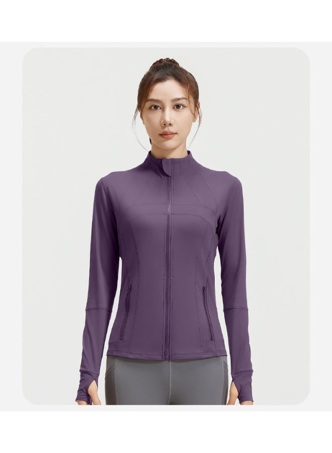 Splicing Fitness Top Jacket Breathable Elastic Pocket Running Sports Yoga Suit Long Sleeve Women's Summer - Image 2