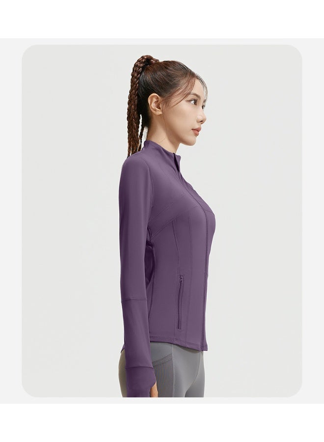 Splicing Fitness Top Jacket Breathable Elastic Pocket Running Sports Yoga Suit Long Sleeve Women's Summer - Image 3