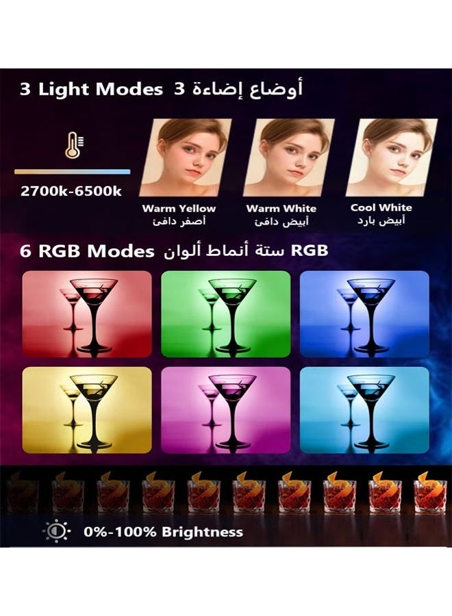 Magnetic RGB LED Lighting, 27 Modes 10 Brightness Levels Stand with Light, Rechargeable Light for Video Shooting 2700K-6500K Dimmable Phone Selfie Fill Light for Live Streaming Makeup - Image 3