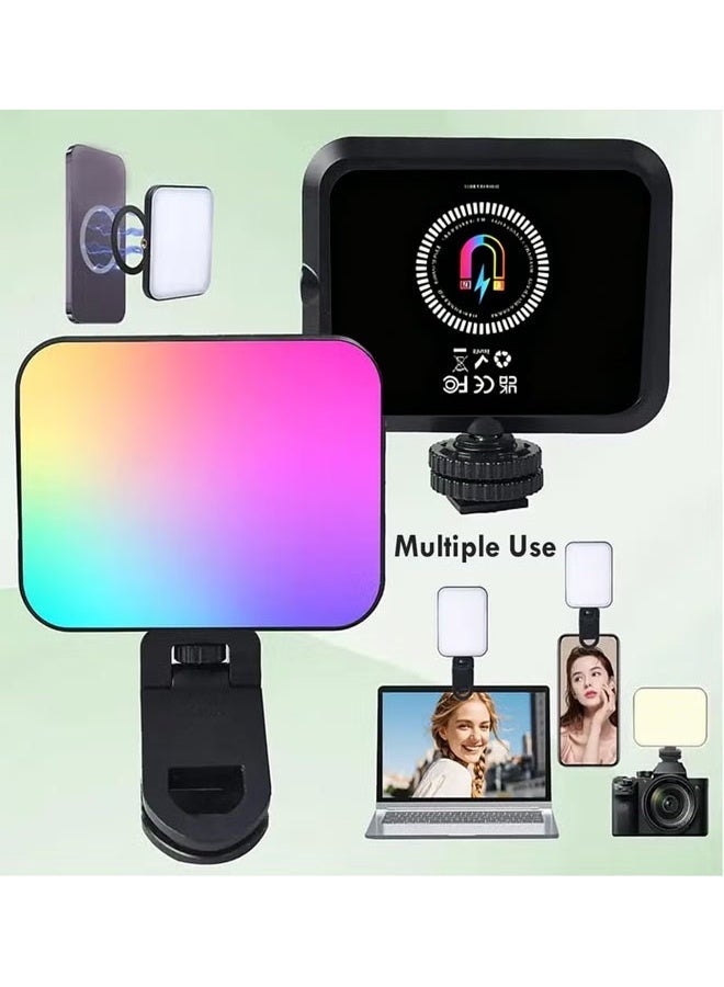 Magnetic RGB LED Lighting, 27 Modes 10 Brightness Levels Stand with Light, Rechargeable Light for Video Shooting 2700K-6500K Dimmable Phone Selfie Fill Light for Live Streaming Makeup - Image 2