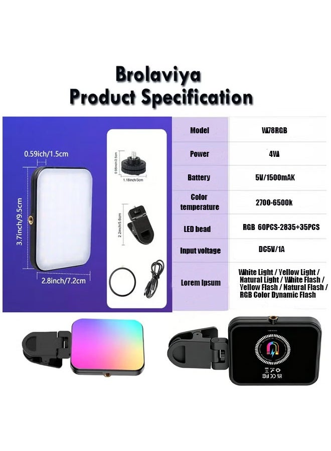 Magnetic RGB LED Lighting, 27 Modes 10 Brightness Levels Stand with Light, Rechargeable Light for Video Shooting 2700K-6500K Dimmable Phone Selfie Fill Light for Live Streaming Makeup - Image 5