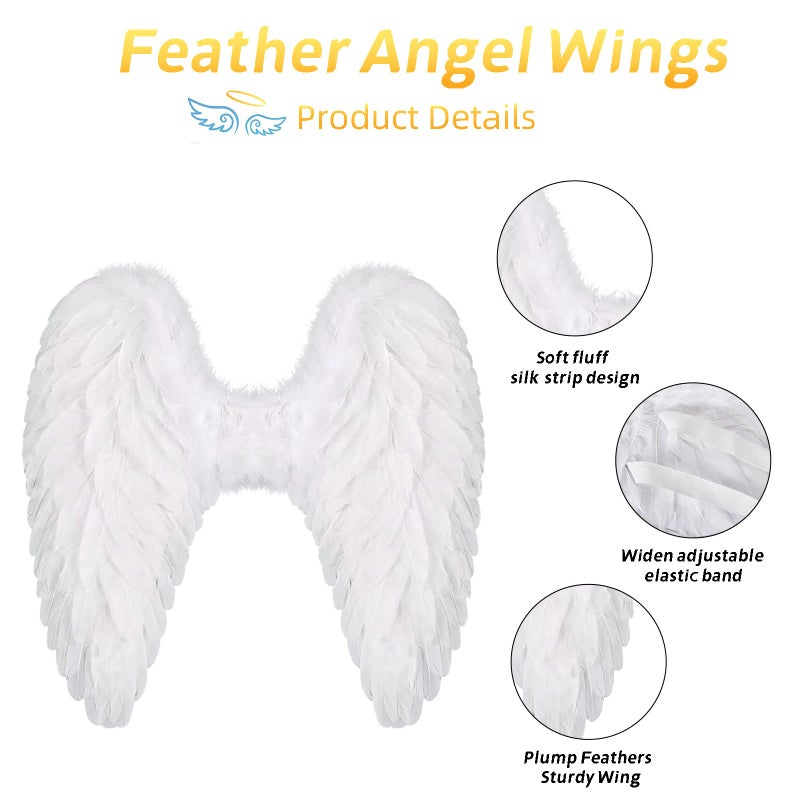 Loieryk Angel Wings and Halo for Adult Feather Angel Wings Costume for Women Halloween Cosplay Accessories - Image 3