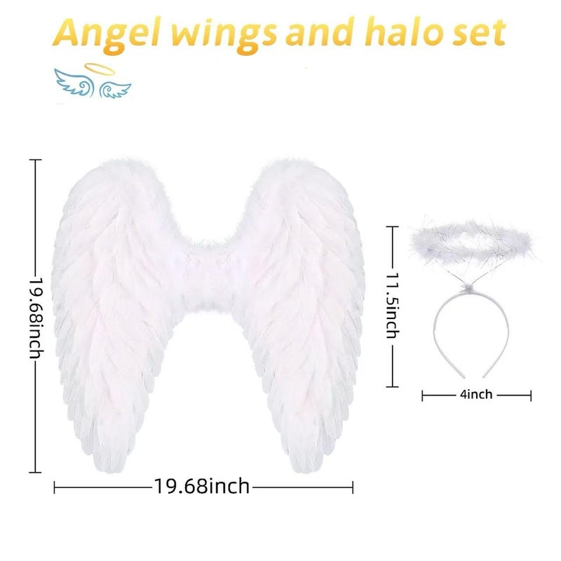 Loieryk Angel Wings and Halo for Adult Feather Angel Wings Costume for Women Halloween Cosplay Accessories - Image 4