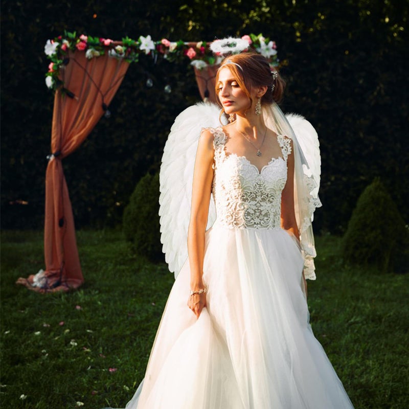 Loieryk Angel Wings and Halo for Adult Feather Angel Wings Costume for Women Halloween Cosplay Accessories - Image 2