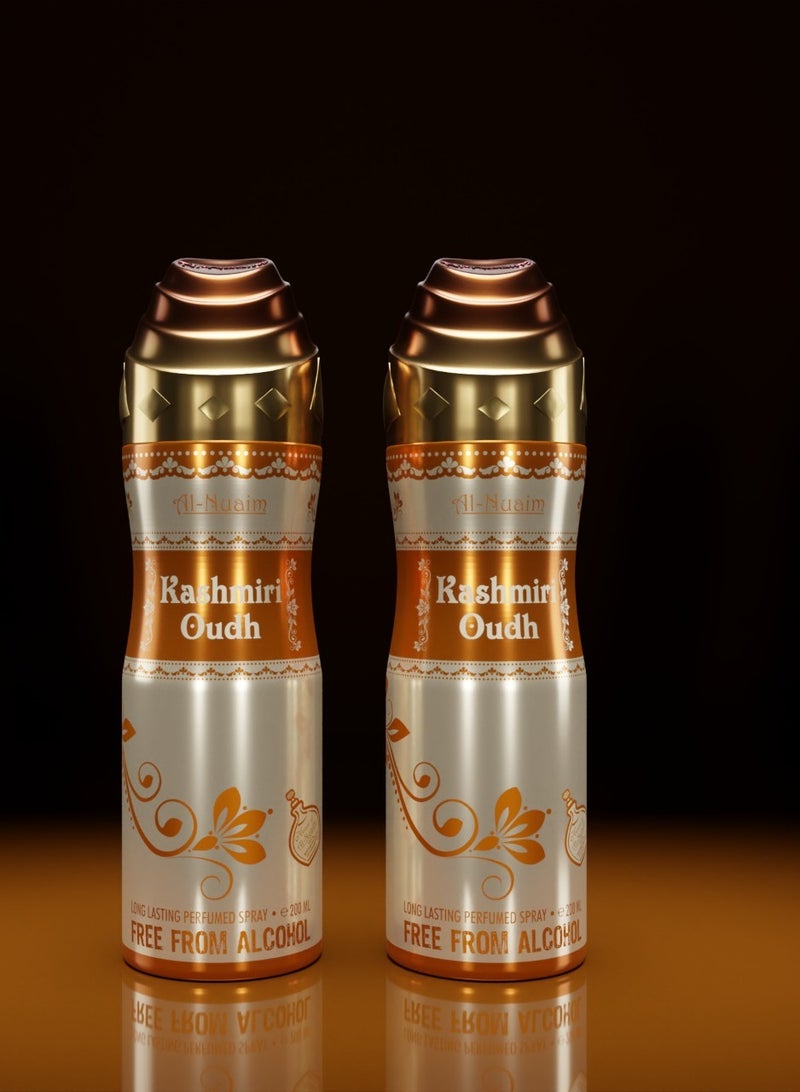 Al Nuaim Al-Nuaim Kashmiri Oudh Alcohol Free Deodorant for Men & Women - Pack of 2 (200ml Each) | Long Lasting Body Spray - Image 1