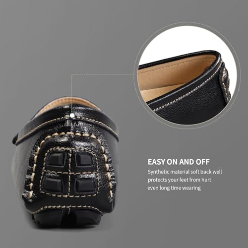 Artisure Women's Classic Handsewn Black Genuine Leather Penny Loafers Driving Moccasins Casual Boat Shoes Slip On Fashion Office Comfort Flats 6.5 M US SKS-1221HEI65-1 - Image 5