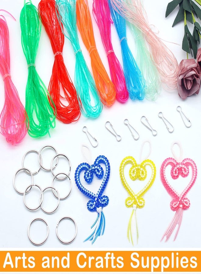 Cinvo 22 Colors Glitter Lanyard String Gimp Plastic Lacing Cord Strings with Snap Clip Hooks and Keyrings for Bracelets Scoubidou DIY Craft Jewelry Making - Image 4