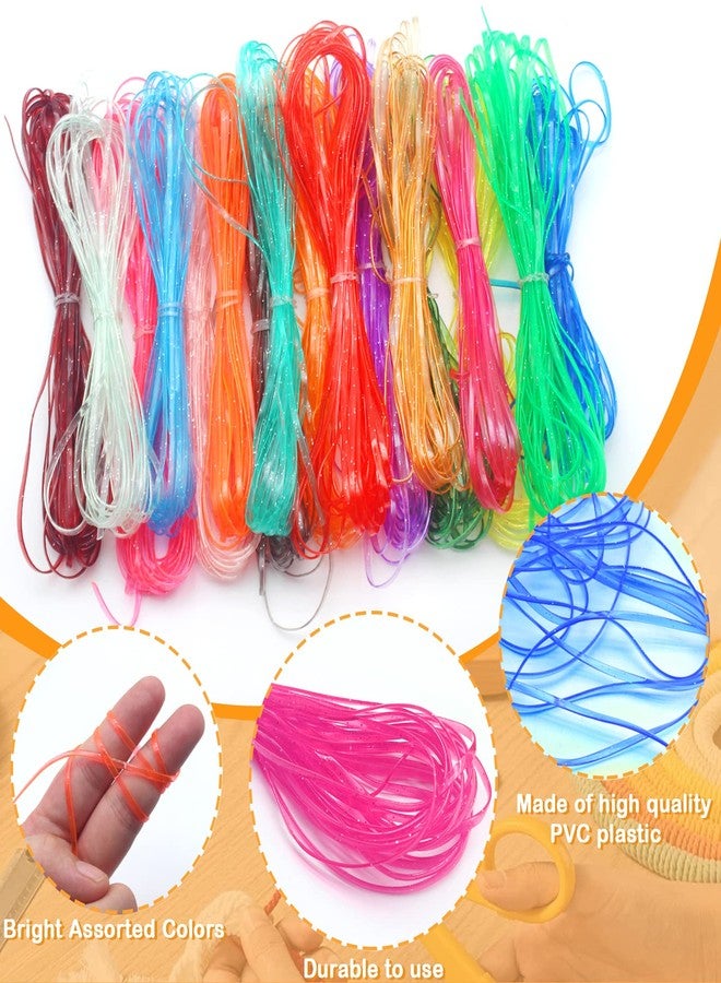 Cinvo 22 Colors Glitter Lanyard String Gimp Plastic Lacing Cord Strings with Snap Clip Hooks and Keyrings for Bracelets Scoubidou DIY Craft Jewelry Making - Image 3