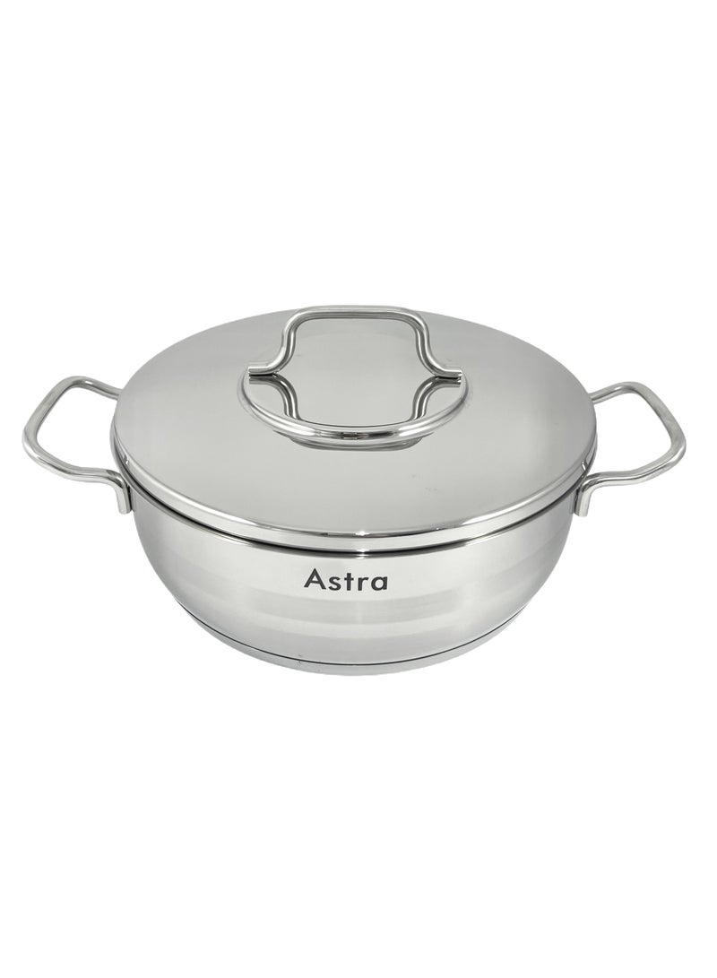 Astra كسرولة أسترا بريميوم منخفضة – سعة 10.5 لتر – 32 × 13 سم – ستانلس ستيل 18/10 كر-ني – مثالية للوجبات الكبيرة، الشواء، الطهي البطيء والمزيد - Image 1