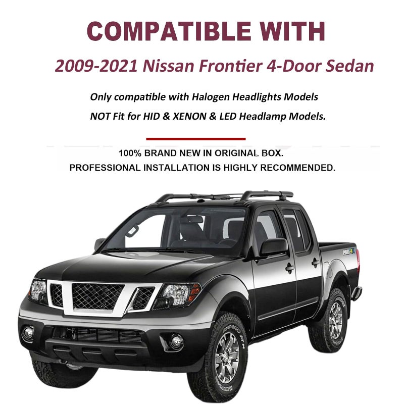 APSVE 2Pcs Headlight Assembly Compatible with 2009-2020 Nissan Frontier Truck Headlights Headlamp Driver Passenger Side, Black Housing Amber Corner - Image 2