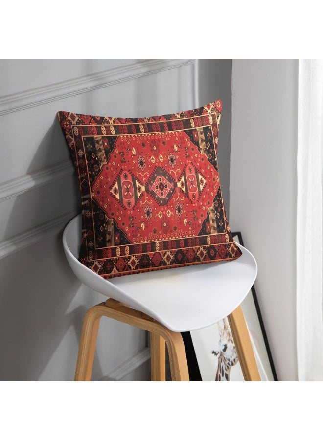 SHAOZHEN Throw Pillow Covers Geometric Persian  Home Decor Set of 4 Oriental Ikat Pillow Cases Decorative 18 x 18 Inches Cushion Couch Sofa Pillowcases Colorful Red Tribal - Image 2