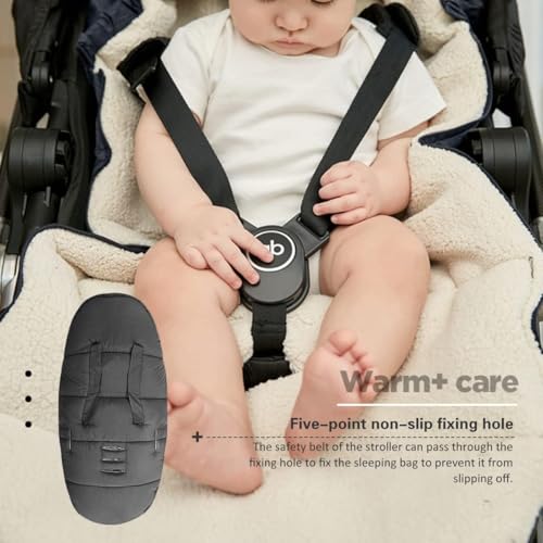 FindXeink Waterproof Thickened Universal Stroller Blanket - Baby/Toddler Stroller Footmuff, Sleeping Bag & Bunting, Cold-Weather Winter Cover（Dark Grey） - Image 5