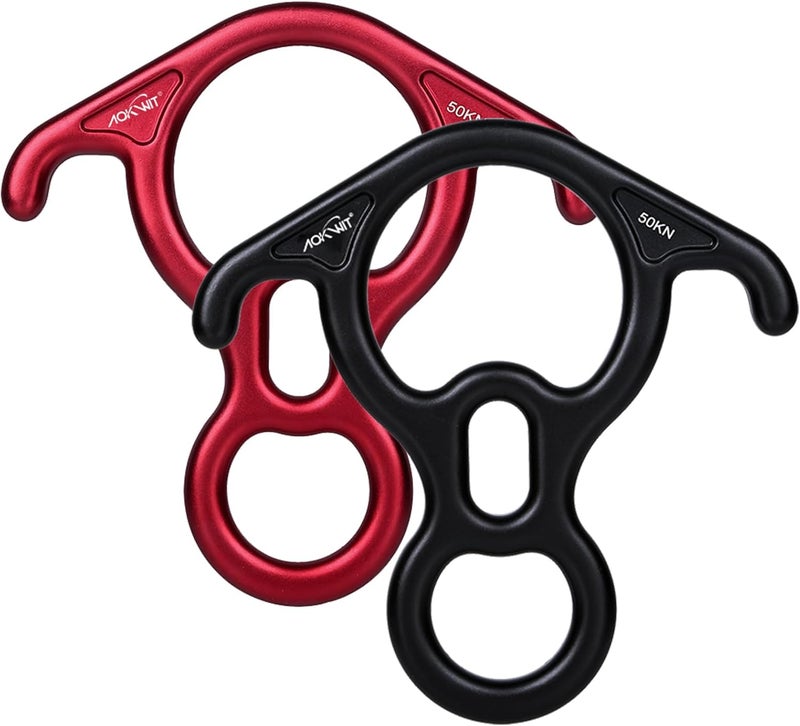 AOKWIT 50KN Rescue Figure, 8 Descender Large Bent-Ear Belaying and Rappelling Gear Belay Device Climbing for Rock Climbing Peak Rescue 7075 Aluminum Alloy - Image 1