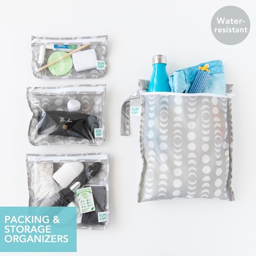 Bumkins Waterproof Wet Bag Clear Travel Bags For Beach Baby Travel Swim Suit Cloth Diapers Pump Parts Pool Gym Toiletries Reusable Easy to Clean Lunar Gray 4 Pack - Image 3
