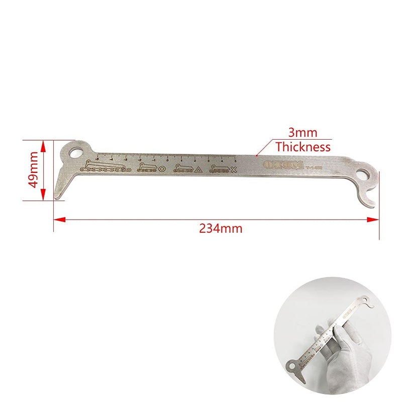 OTOM Motorcycle Chain Checker Wear Indicator 3in1 Exact Chain Hook Bolt Measurement for 520 525 530 Chain Universal Repair Tools - Image 2