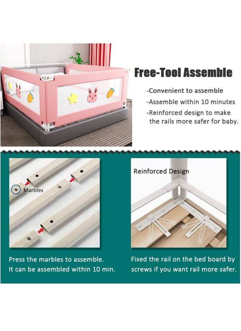VUCATIN - Foldable Crib Guardrails Toddler Bed Fence Upgraded and Reinforced Safety Bed Guardrails Suitable for Cribs Single Beds And Double Beds (Rabbit 1Pcs) - Image 1