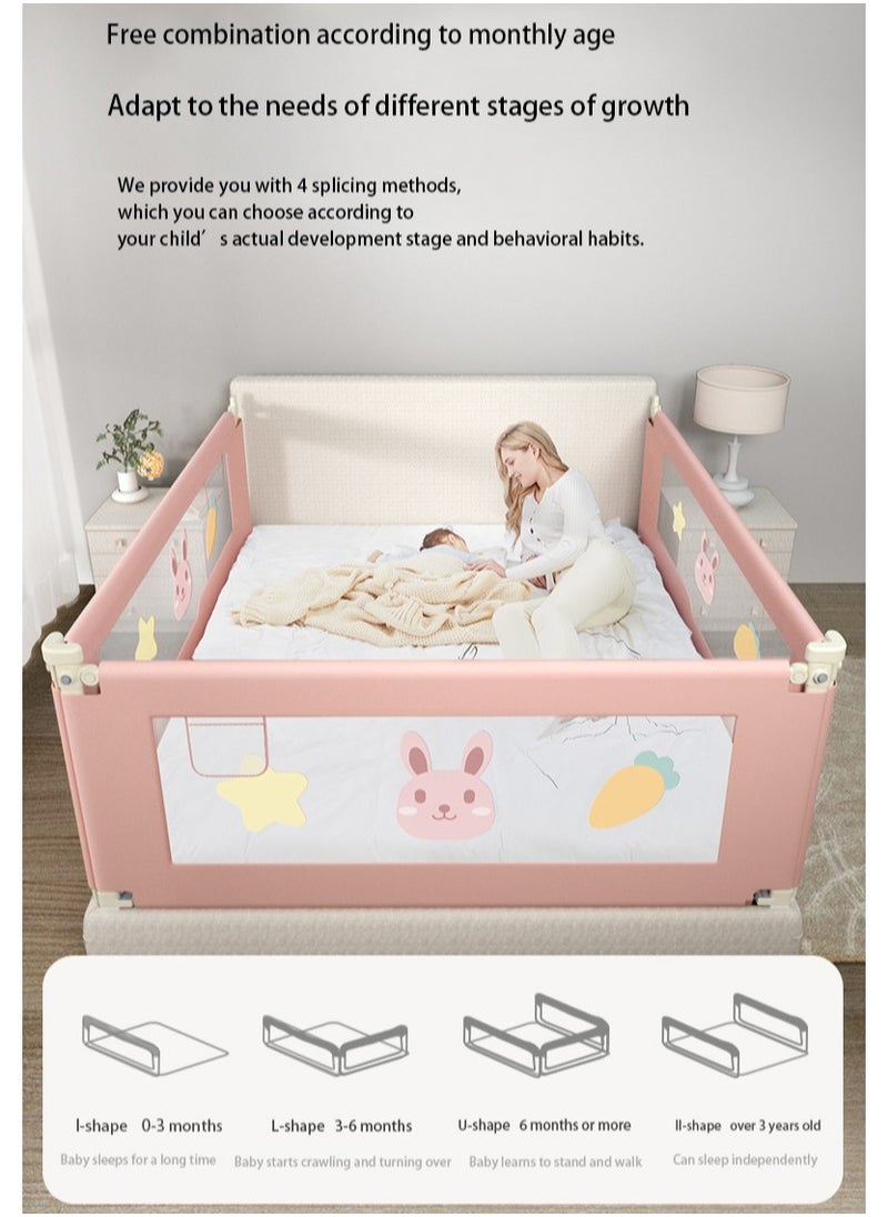 VUCATIN - Foldable Crib Guardrails Toddler Bed Fence Upgraded and Reinforced Safety Bed Guardrails Suitable for Cribs Single Beds And Double Beds (Rabbit 1Pcs) - Image 1