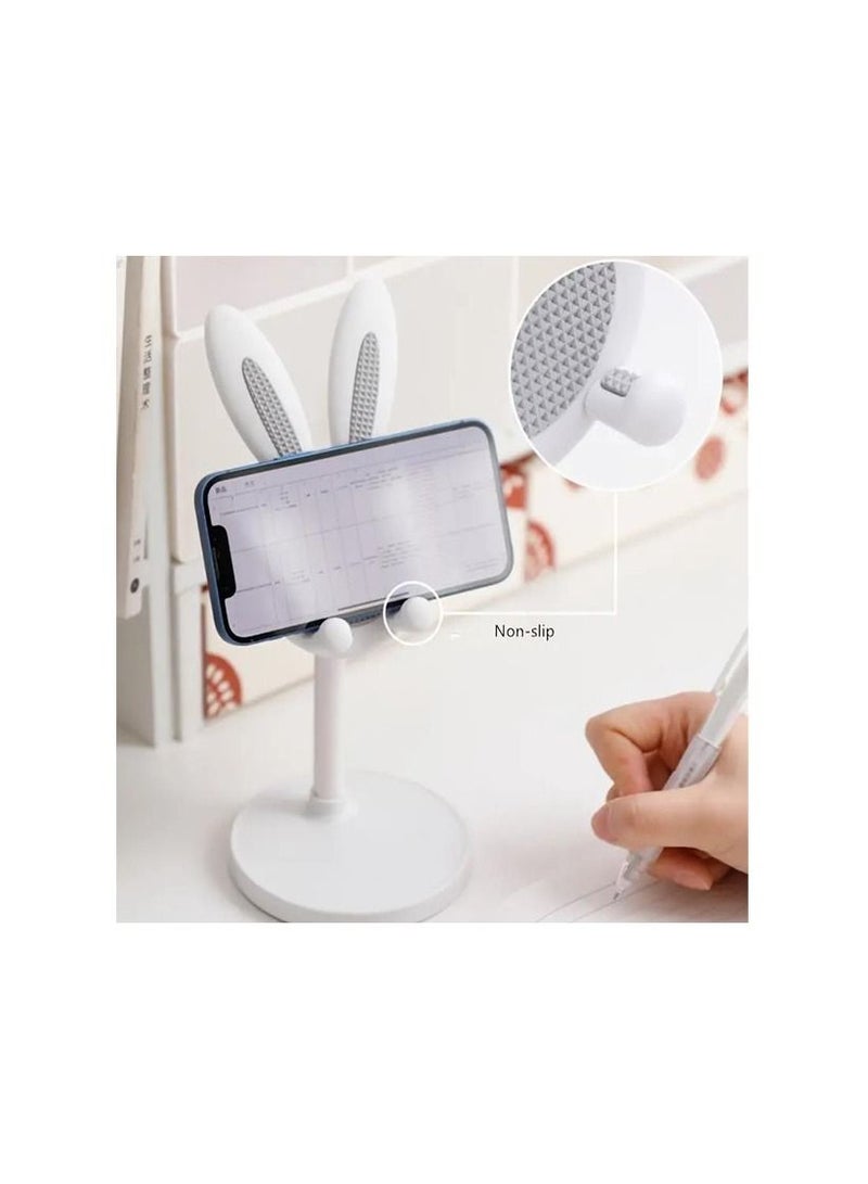 Adjustable Mobile Phone Tablet Bracket Stand with Bunny Head white - Image 1