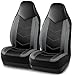 PIC AUTO Leather Car Seat Covers Sports Carbon Fiber Mesh Design HighBack Two Front Set Waterproof Automotive Seat Covers Airbag Compatible Universal Fit for Most Cars Black Gray - Image 2