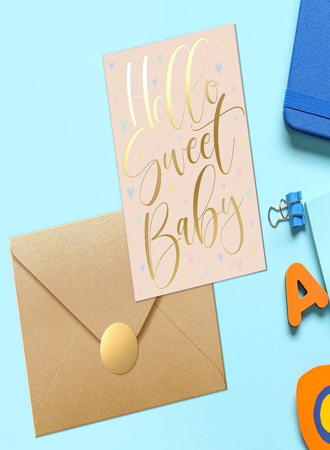 Sweetzer & Orange Baby Shower Card with Gold Foil - Gender Neutral Baby Shower Greeting for Boy or Girl - 5”x7” Congratulations Card with Envelope & Gold Sticker - 300gsm Cardstock - Image 5