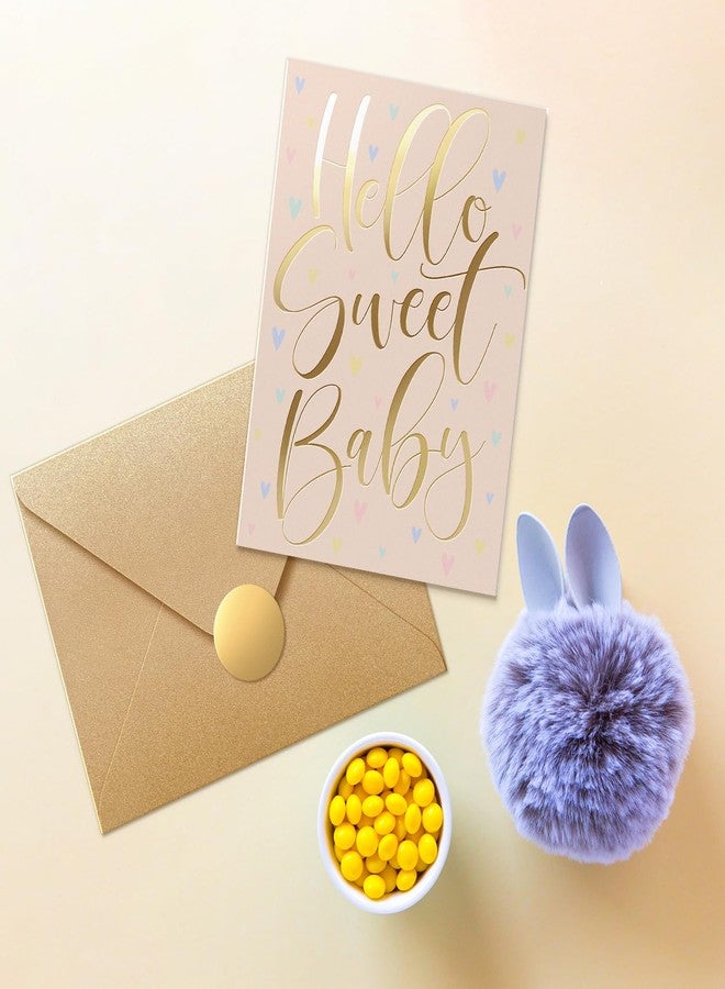 Sweetzer & Orange Baby Shower Card with Gold Foil - Gender Neutral Baby Shower Greeting for Boy or Girl - 5”x7” Congratulations Card with Envelope & Gold Sticker - 300gsm Cardstock - Image 4