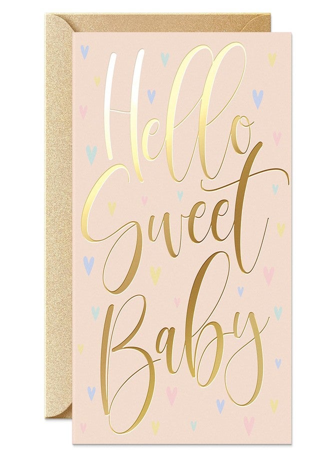 Sweetzer & Orange Baby Shower Card with Gold Foil - Gender Neutral Baby Shower Greeting for Boy or Girl - 5”x7” Congratulations Card with Envelope & Gold Sticker - 300gsm Cardstock - Image 1