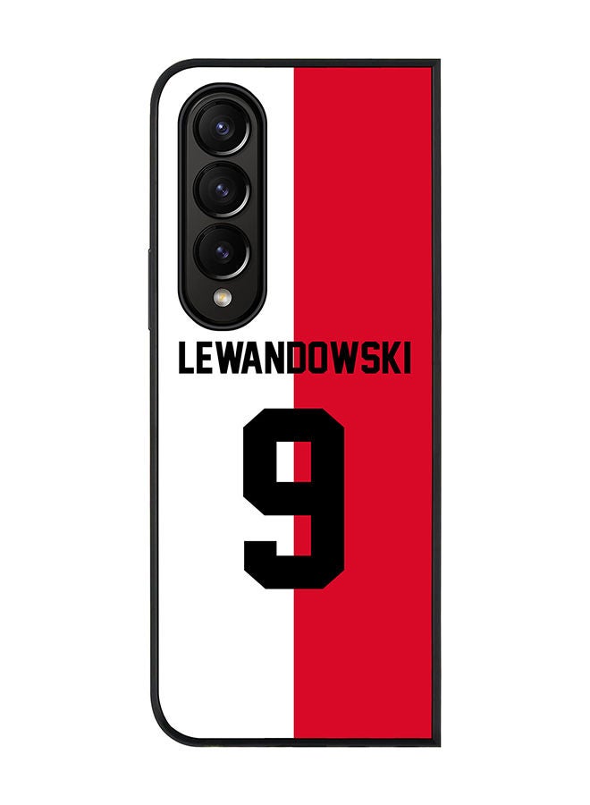 Stylizedd Rugged Black edge case for Samsung Galaxy Z Fold4 Slim fit Soft Case Flexible Rubber Edges Anti Drop TPU Gel Thin Cover - Football Team - Poland Player Name - Lewandowski - Image 1