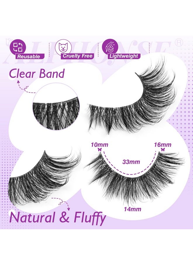 alphonse - False Eyelashes Natural Look Wispy Fake Lashes Cat Eye Strip Lashes That Look Like Extensions 3D Fluffy Faux Mink Fake Eyelashes Pack By Alphonse (16Mm7 Pairs) - Image 1