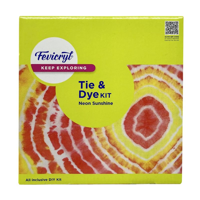 Fevicryl مجموعة فيفيكرل للتلوين والتصميم النيون | مجموعة كاملة لتلوين الأقمشة مع 2 × 15 مل من الألوان الأكريليكية النيون، قماش 21 × 21 بوصة، زجاجة ضغط والمزيد | مثالية للهدايا، للمبتدئين وعشاق الفن - Image 1