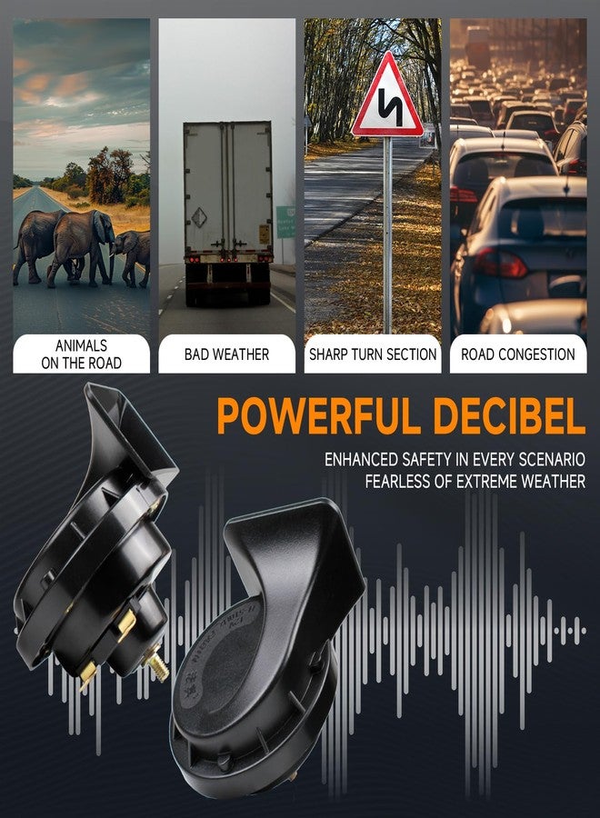 FARBIN بوق سيارة فاربين 12 فولت، بوق دراجة نارية صغير الحجم، صوت عالٍ جداً، نغمة عالية ومنخفضة، نغمة مزدوجة، مقاوم للماء، بوق حلزوني للشاحنات والقطارات والسيارات والشاحنات الصغيرة (أسود) - Image 4