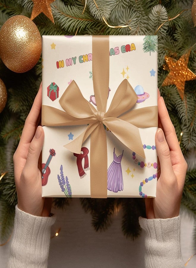Bzelkry Taylor Inspired Gift Wrapping Paper, 5 Sheets Folded Flat Sheets, In My Christmas Era Durable Paper with Cute Icons for Christmas Gift Wrapping - Image 4