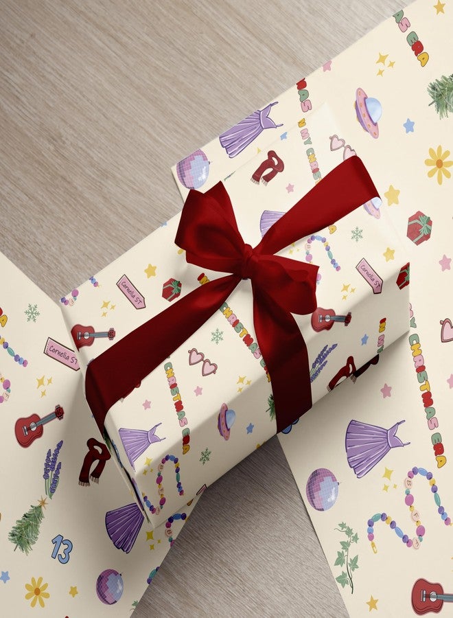 Bzelkry Taylor Inspired Gift Wrapping Paper, 5 Sheets Folded Flat Sheets, In My Christmas Era Durable Paper with Cute Icons for Christmas Gift Wrapping - Image 5