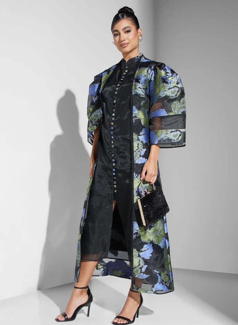 Threadz by Ajooni Floral Print Button Detail Dress
