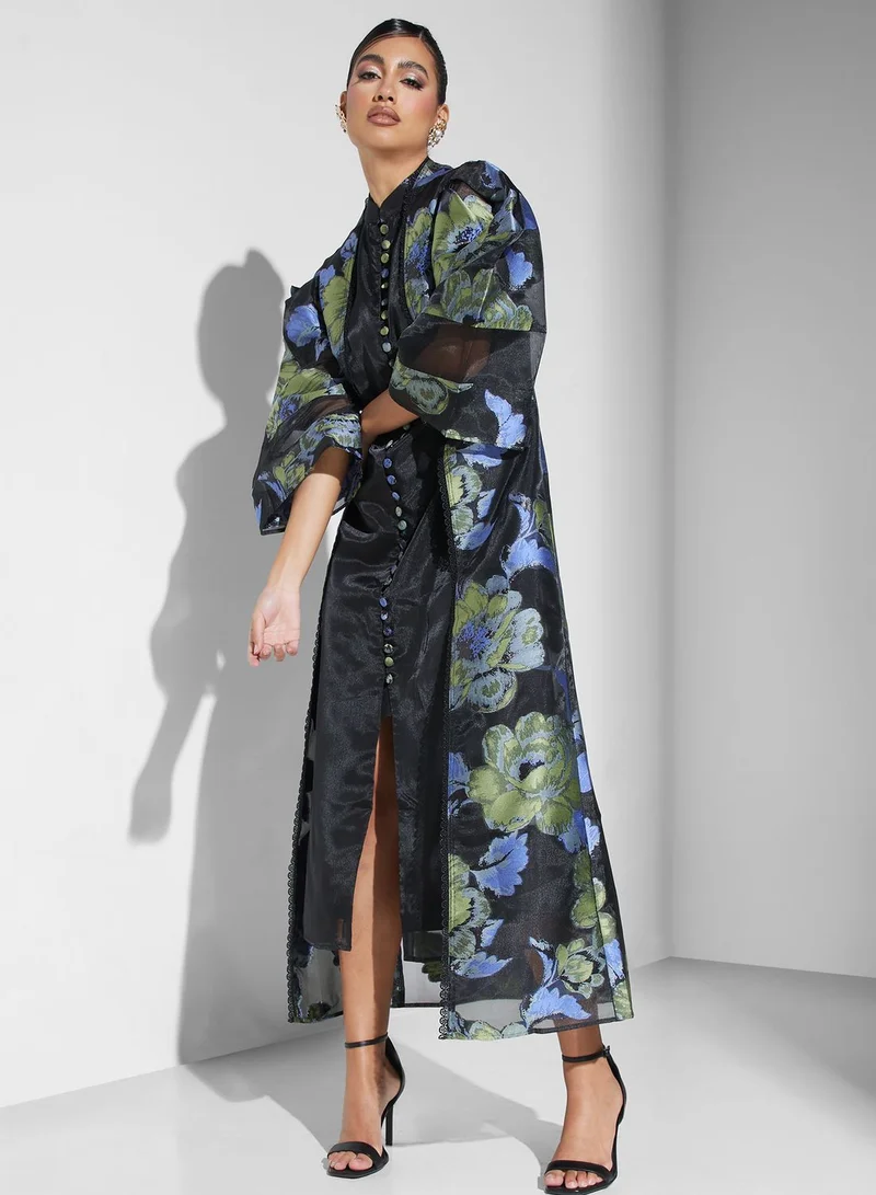 Threadz by Ajooni Floral Print Button Detail Dress