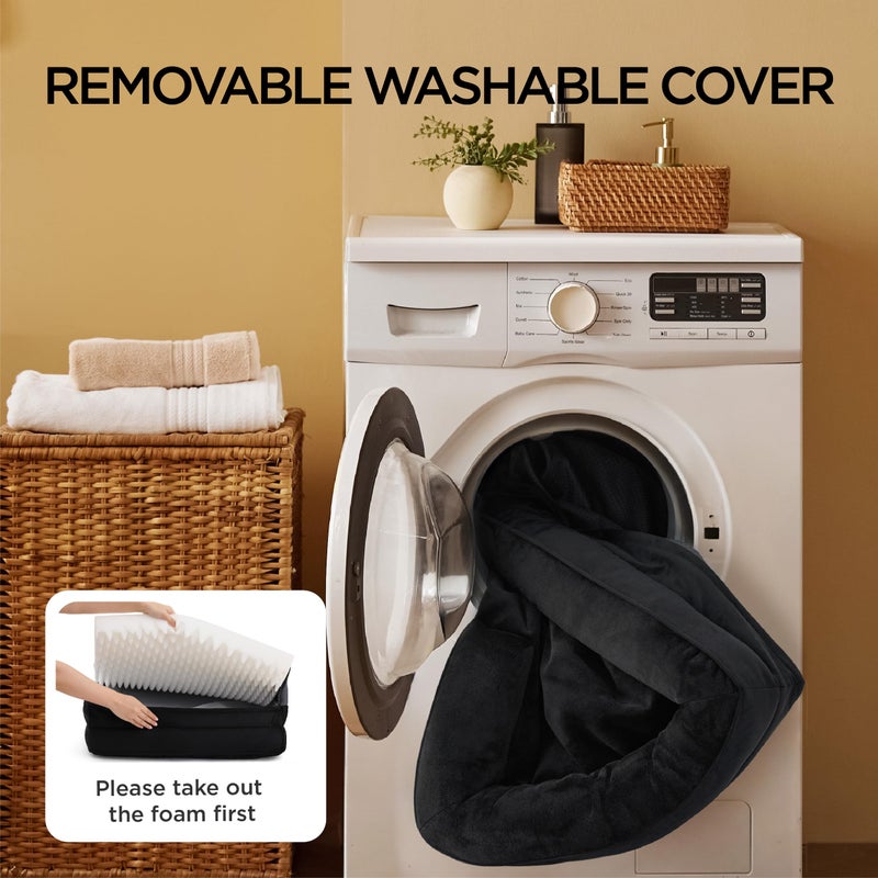 Bedsure Orthopedic Dog Bed Medium Size Dogs - Washable Medium Dog Cat Bed Waterproof, Comfort Pet Couch Sofa with Washable Removable Cover, Pets Bed with Nonskid Bottom, Black, 28" - Image 5