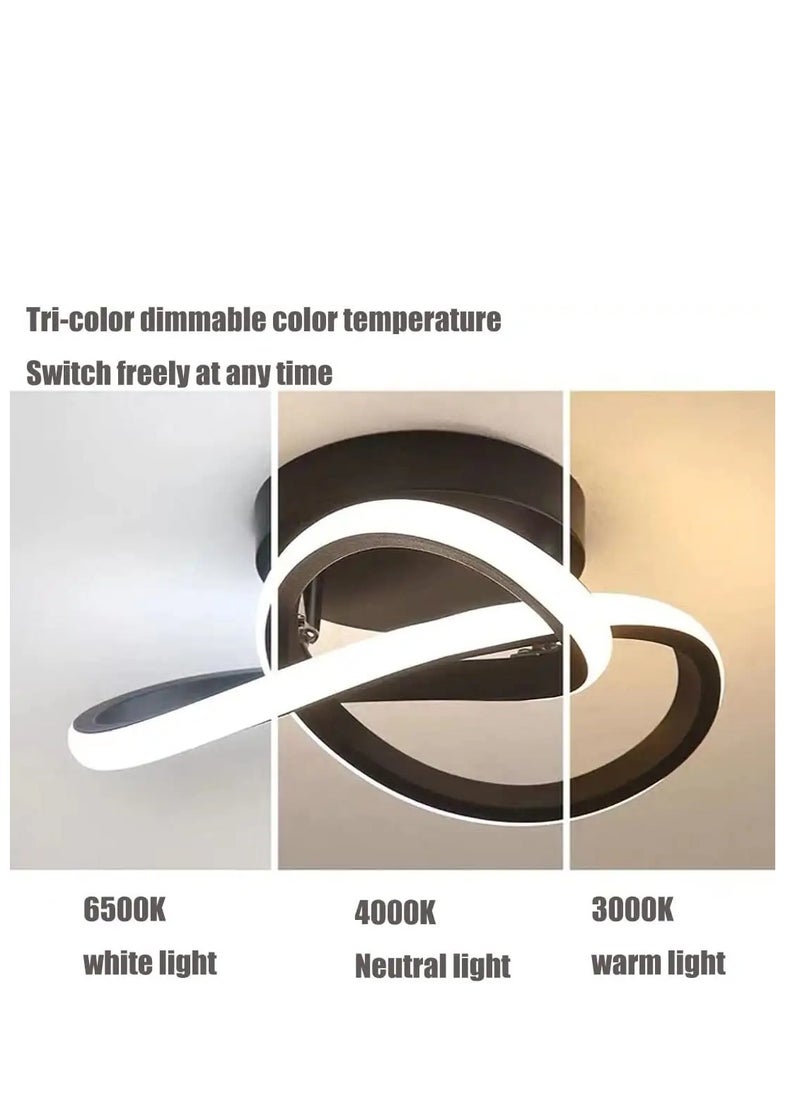 YZMA GLOBAL Hallway modern LED ceiling light, fixture black flush mount 3-color adjustable creative design, for washrooms stairwell balcony cloakroom kitchen loft aisle, 22W  - Image 3