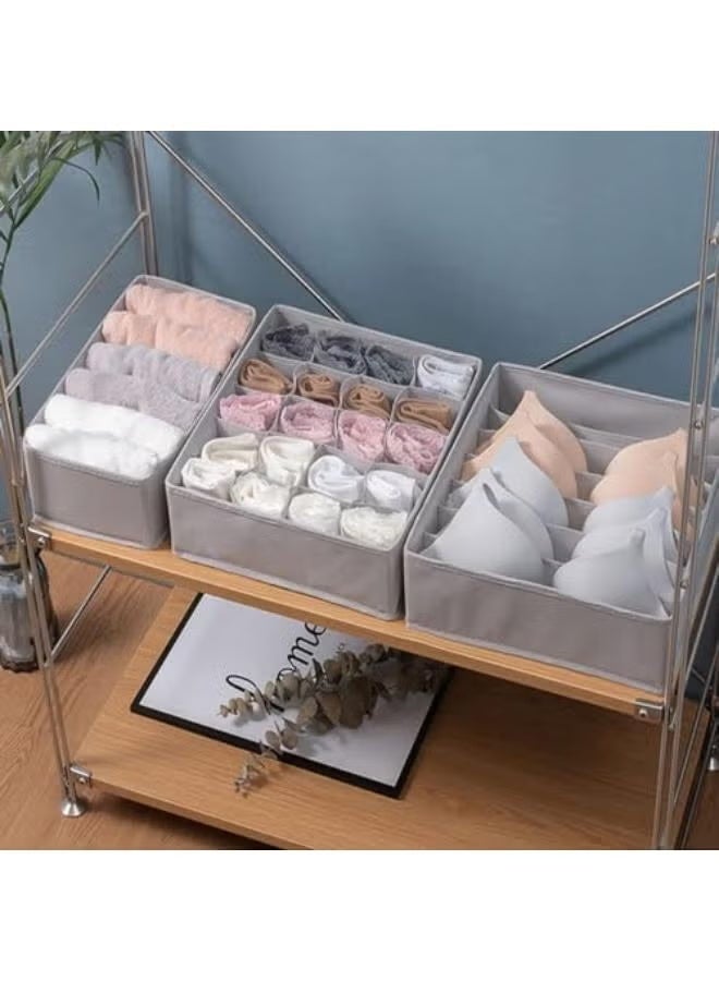 منظم الملابس الداخلية للأدراج والخزانة من أوريتي، منظم مقسم أدراج الملابس الداخلية، الوشاح، الجوارب، الملابس، قابل للغسل، قابل للطي، صناديق تخزين القماش غير المنسوجة، رمادي 4 قطع - Image 3