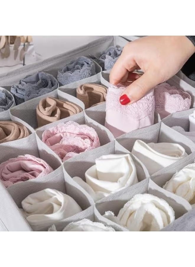 منظم الملابس الداخلية للأدراج والخزانة من أوريتي، منظم مقسم أدراج الملابس الداخلية، الوشاح، الجوارب، الملابس، قابل للغسل، قابل للطي، صناديق تخزين القماش غير المنسوجة، رمادي 4 قطع - Image 5
