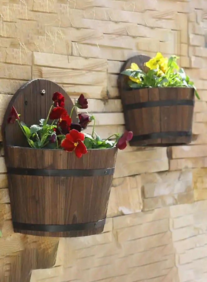 HOME TASTE Hometaste Wooden Wall Mounted Planter Set For Stylish Flower Displays - Handcrafted Vintage Wood Planters, Perfect For Succulents, Flowers, And Wall Decor 2-Piece (2_Pieces Set (Small +Big)) 