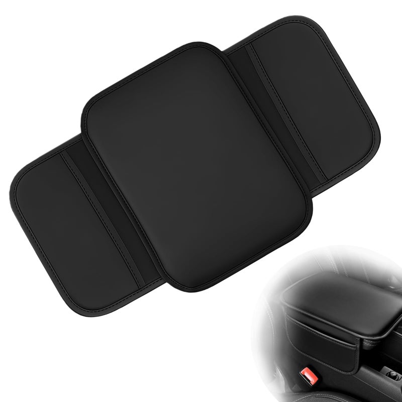 EKUWU Car Center Console Cover Leather Arm Rest Cover for Car Middle Console Cushion with 2 Storage Bags Universal Auto Interior Accessories for Most Trucks SUVs Sedans Black - Image 3
