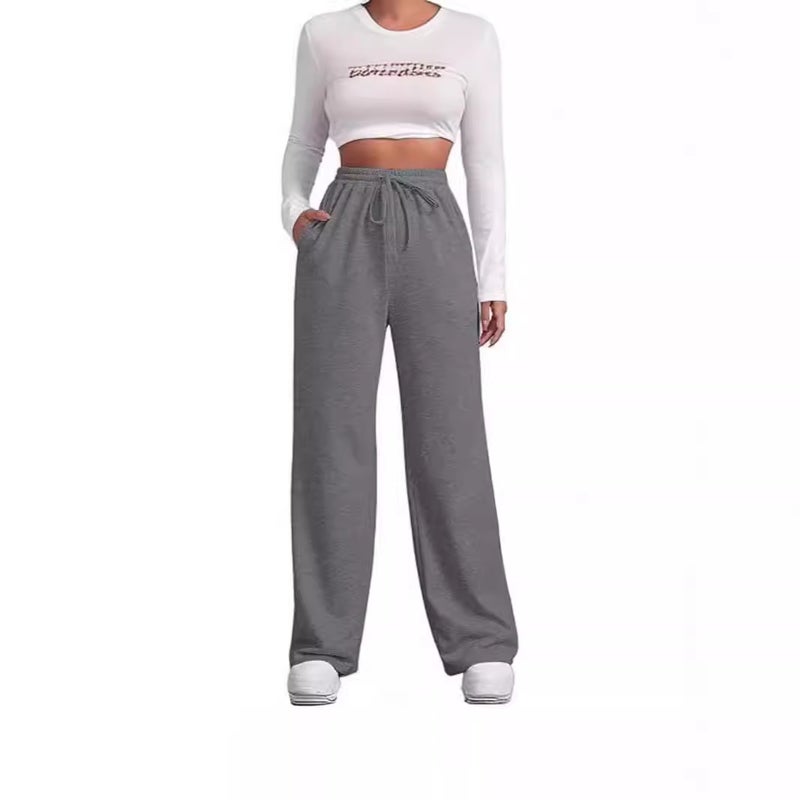 2024 Women'S Sweatpants Casual Wide-Leg Sports Pants Elastic High Waist Drawstring Loose Pants - Image 4