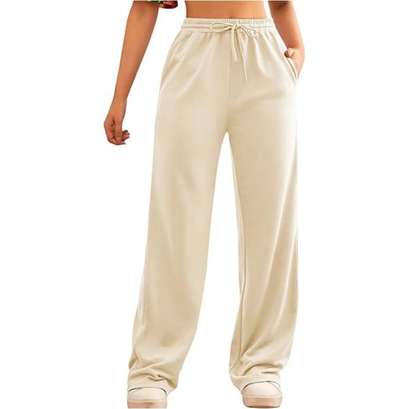 2024 Women'S Sweatpants Casual Wide-Leg Sports Pants Elastic High Waist Drawstring Loose Pants - Image 1