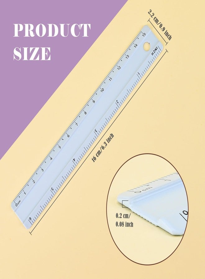 BAYTORY 8 Pcs Metal Rulers, Bulk Morandi Color Ruler, Small 15 cm/6 inch Aluminum Ruler for School Home Office (15 cm/6 inch) - Image 2