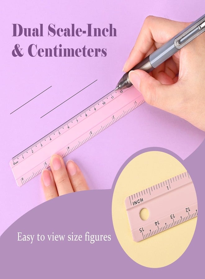 BAYTORY 8 Pcs Metal Rulers, Bulk Morandi Color Ruler, Small 15 cm/6 inch Aluminum Ruler for School Home Office (15 cm/6 inch) - Image 4
