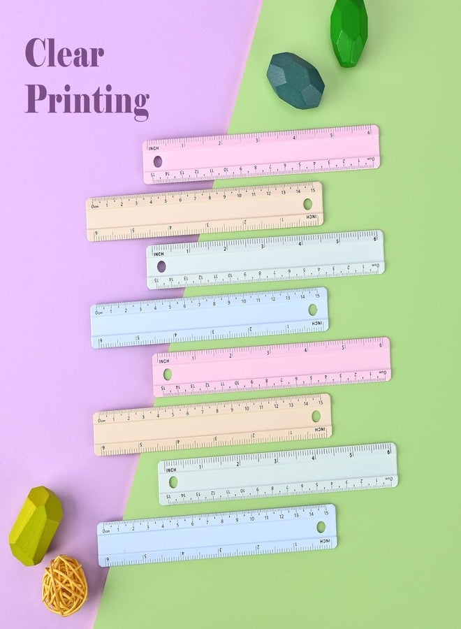 BAYTORY 8 Pcs Metal Rulers, Bulk Morandi Color Ruler, Small 15 cm/6 inch Aluminum Ruler for School Home Office (15 cm/6 inch) - Image 3