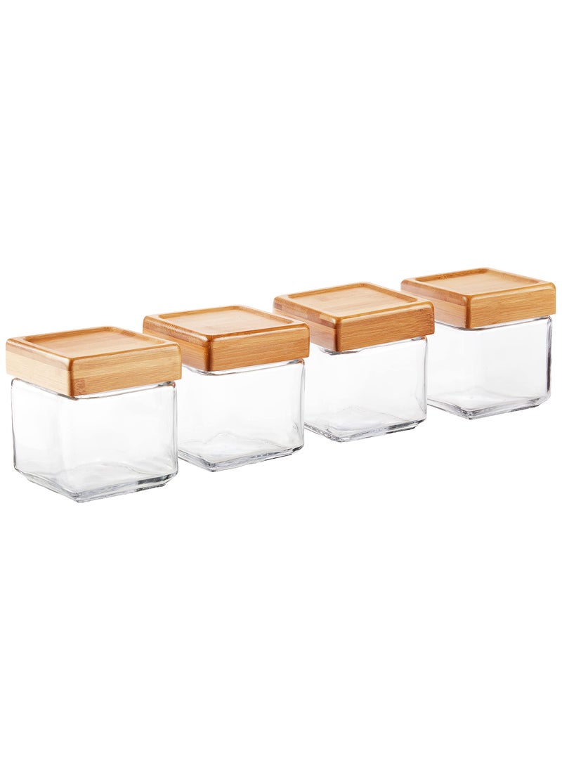 Anchor Hocking Anchor Hocking 1Quart Stackable Jars with Bamboo Lids Set of 4 Clear Glass 