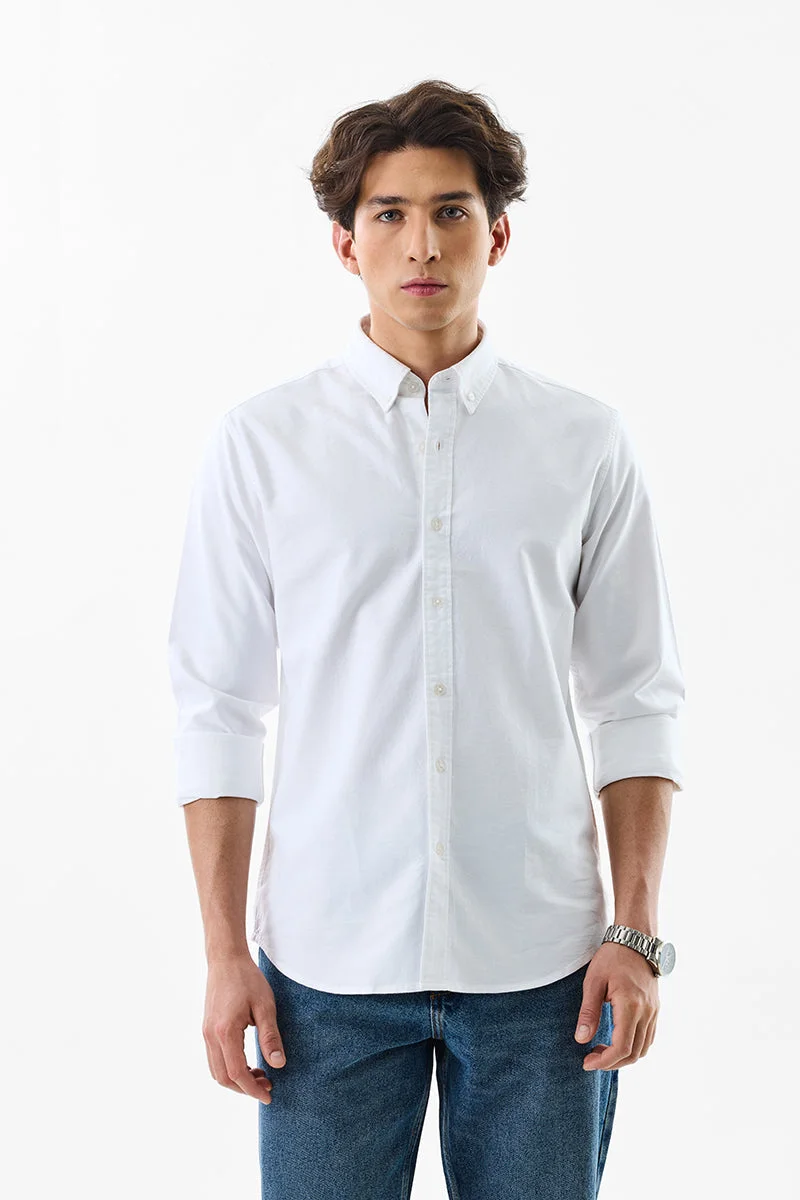 سنيتش White Solid Long Sleeve Slim Fit Formal Core Lab Shirt
